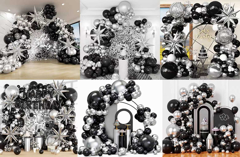 Black and Silver Balloons Garland Kits