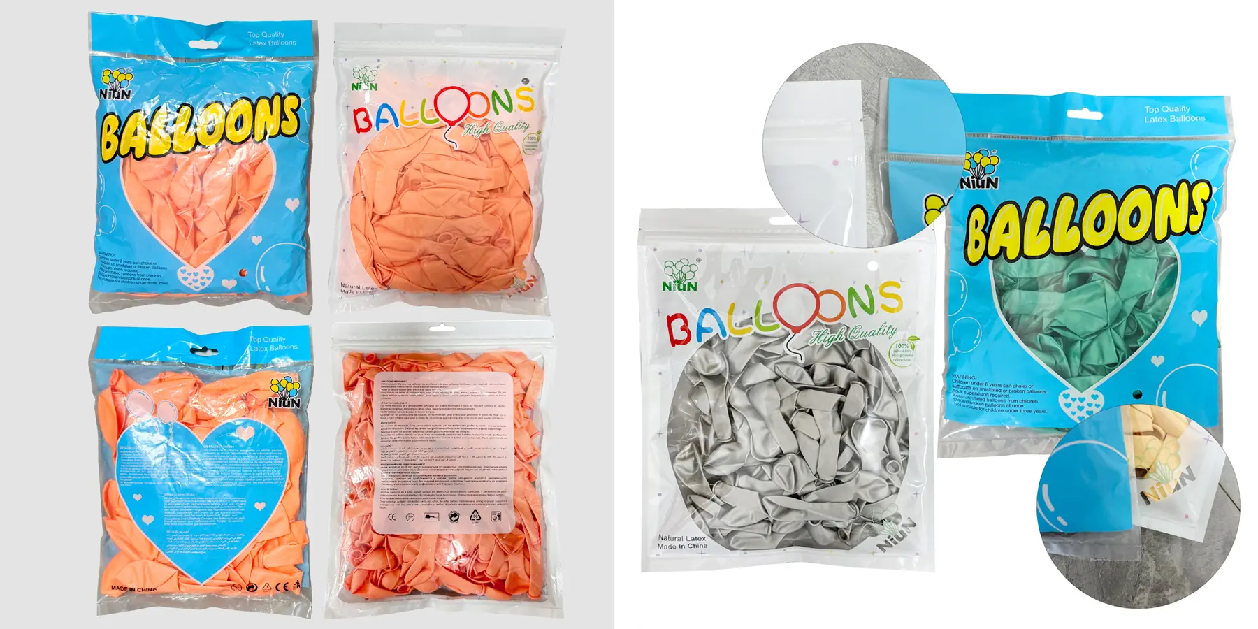 OEM and private label packaging for Retro latex balloons